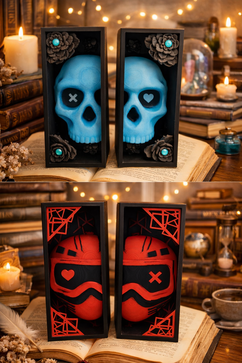 Blue Skull Book Nook - Lights out Inspired Fan Art
