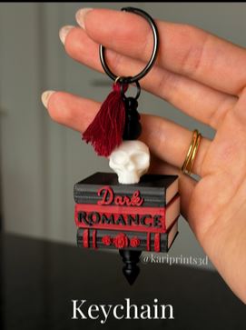 Dark Romance Book Stack Keychain