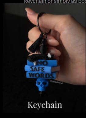 Blue Skull Book Stack Keychain