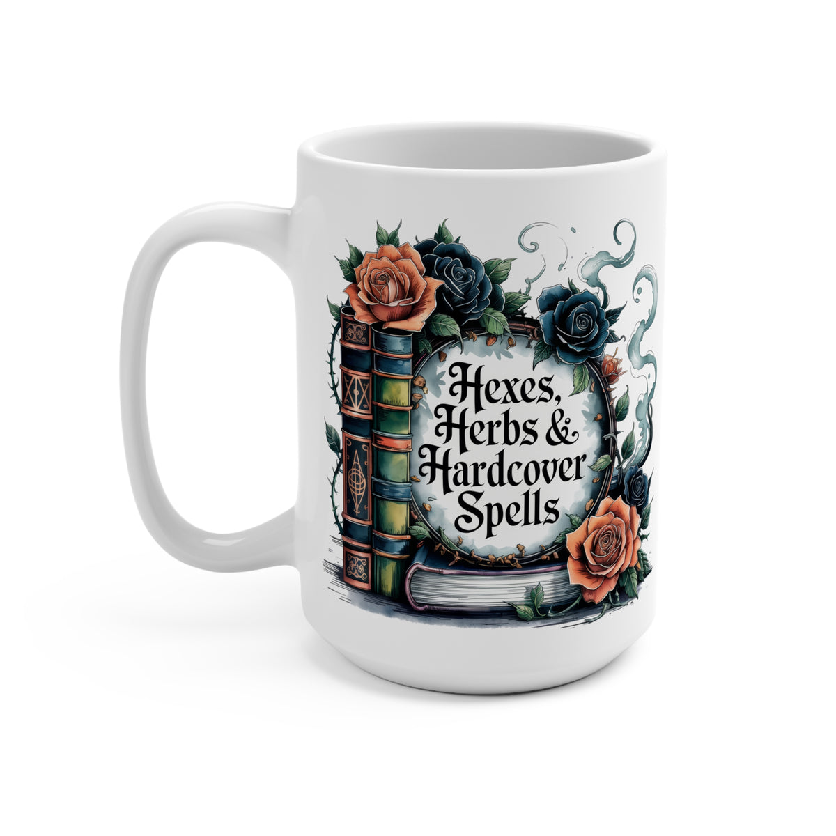 Hexes, Herbs & Hardcover Spells Mug 15oz
