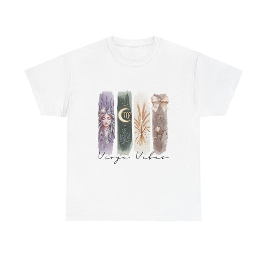 Virgo Vibes Unisex Heavy Cotton Tee | Astrology Tee, Zodiac Shirt, Horoscope Gift, Summer Clothing, Astrology Enthusiast