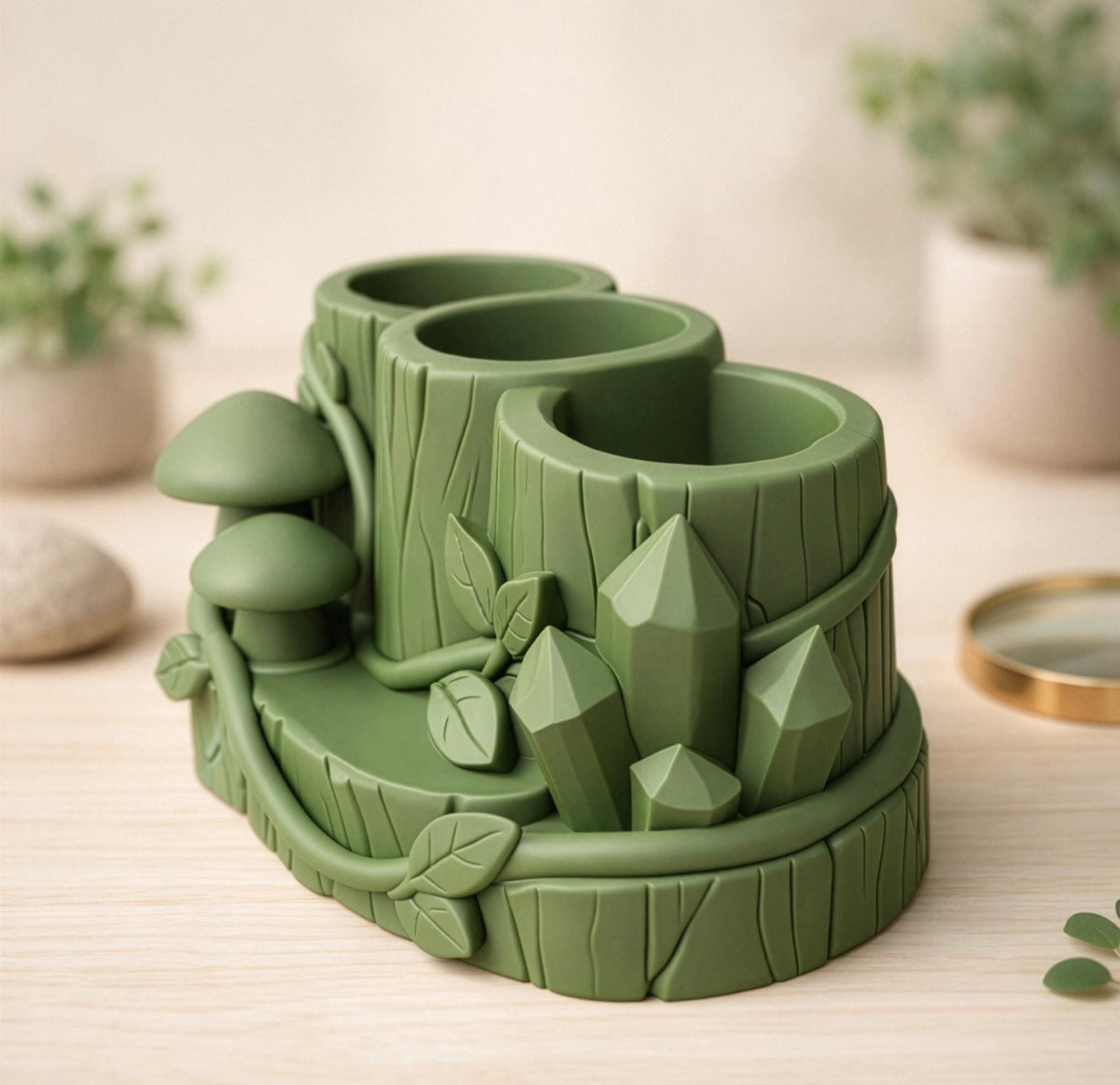 Mushroom Pen Holder-Three Slot