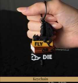 Fly or Die Dragon Book Stack Keychain