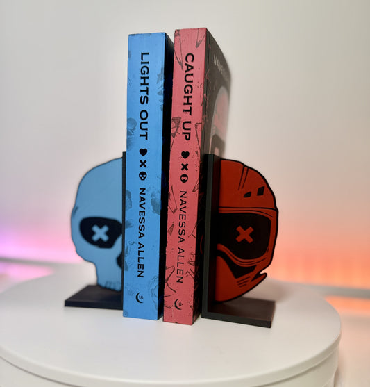 Blue Skull Bookends set Lights Out Only Inspired